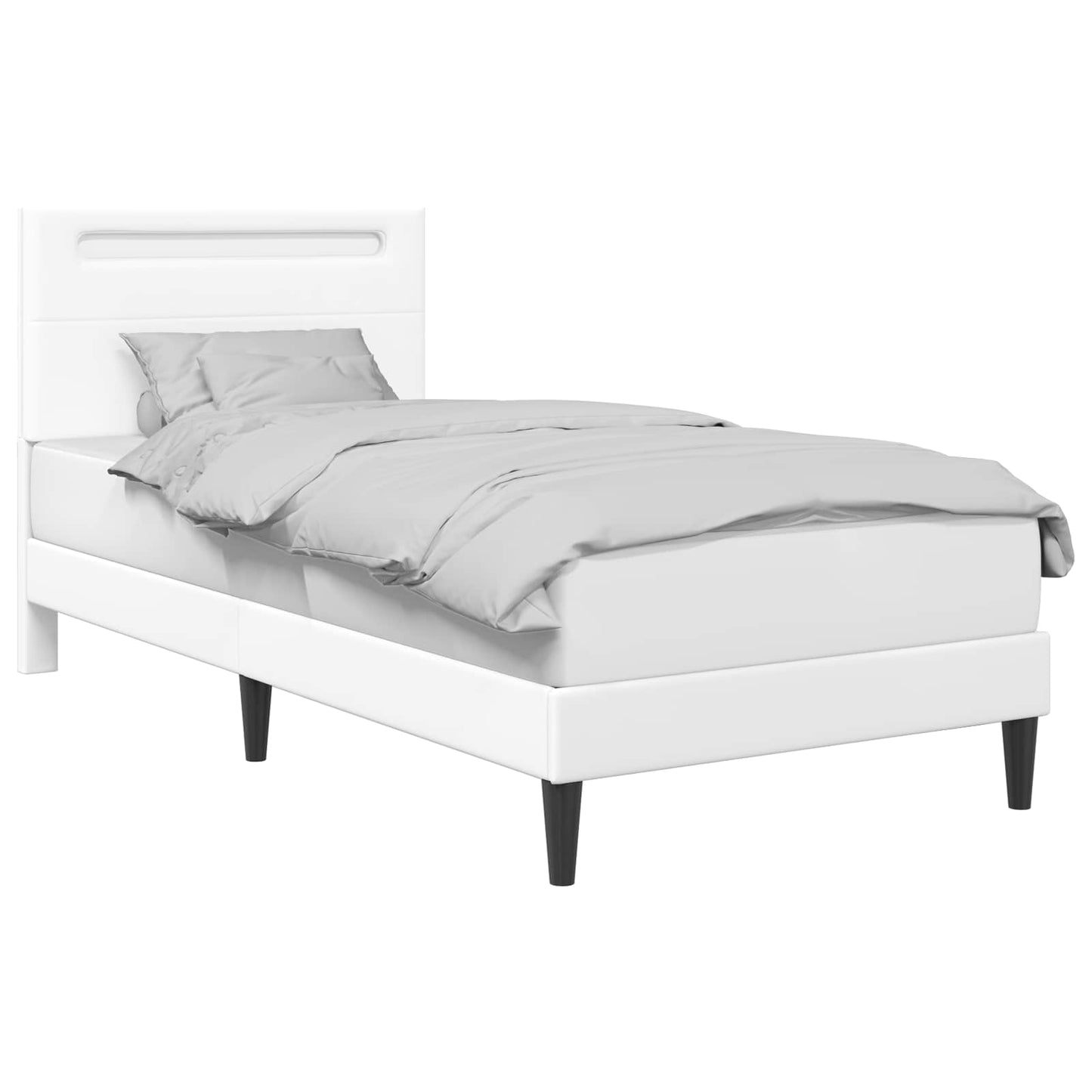vidaXL Bed Frame with LED Strip Lights White 90 x 190 cm Faux Leather