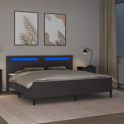 vidaXL Bed Frame with LED Strip Lights Grey 180 x 200 cm Faux Leather