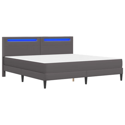 vidaXL Bed Frame with LED Strip Lights Grey 180 x 200 cm Faux Leather