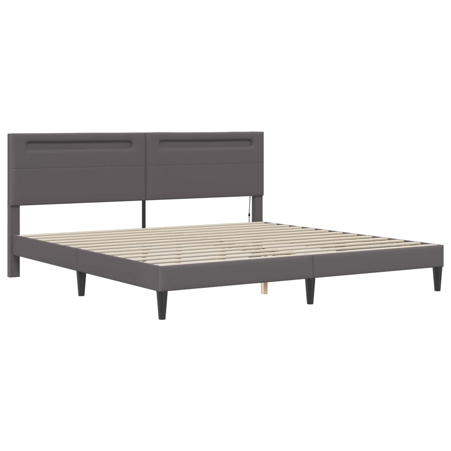 vidaXL Bed Frame with LED Strip Lights Grey 180 x 200 cm Faux Leather