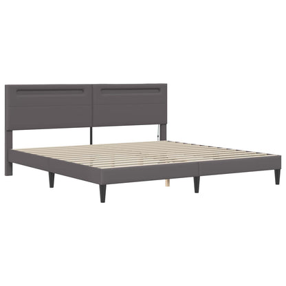 vidaXL Bed Frame with LED Strip Lights Grey 180 x 200 cm Faux Leather