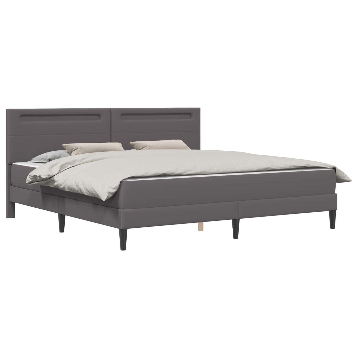 vidaXL Bed Frame with LED Strip Lights Grey 180 x 200 cm Faux Leather