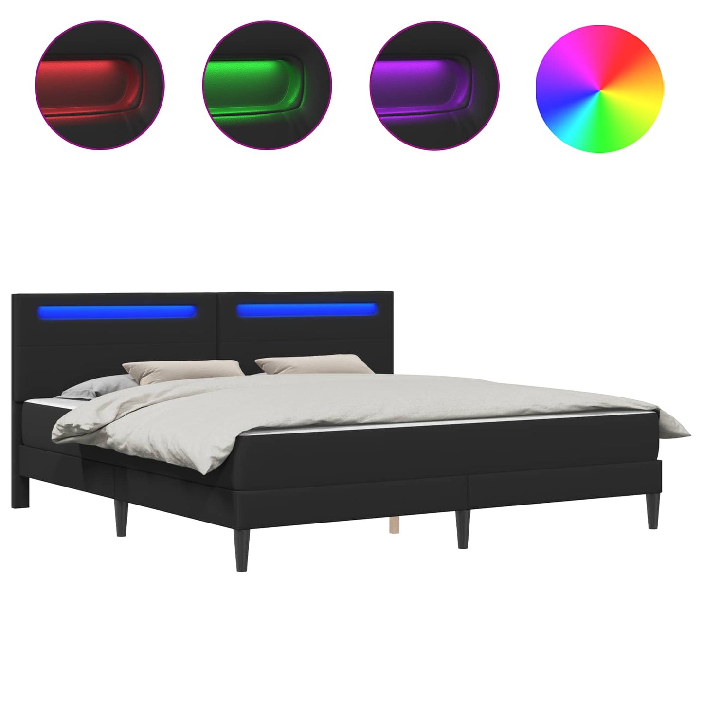vidaXL Bed Frame with LED Strip Lights Black 180 x 200 cm Faux Leather