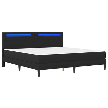 vidaXL Bed Frame with LED Strip Lights Black 180 x 200 cm Faux Leather