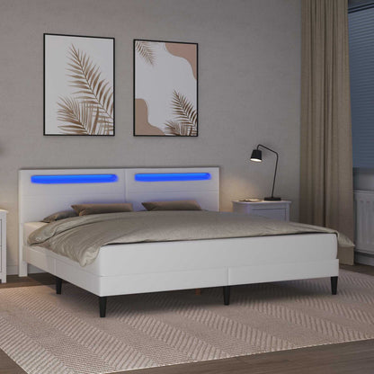 vidaXL Bed Frame with LED Strip Lights White 180 x 200 cm Faux Leather