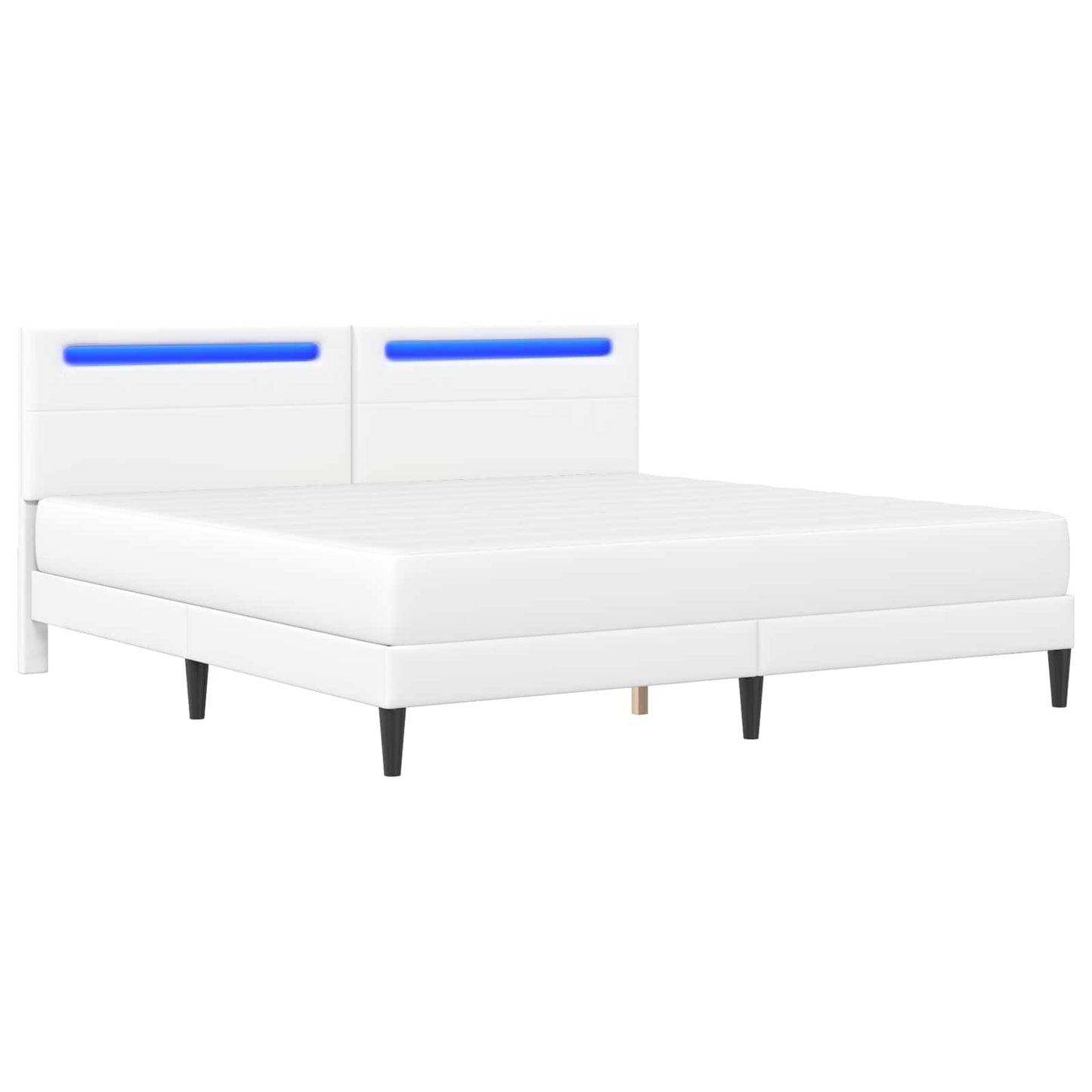 vidaXL Bed Frame with LED Strip Lights White 180 x 200 cm Faux Leather