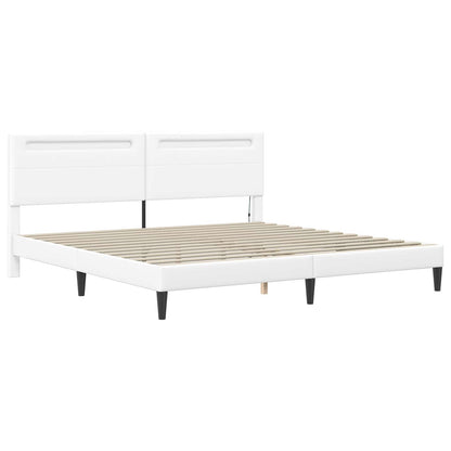 vidaXL Bed Frame with LED Strip Lights White 180 x 200 cm Faux Leather