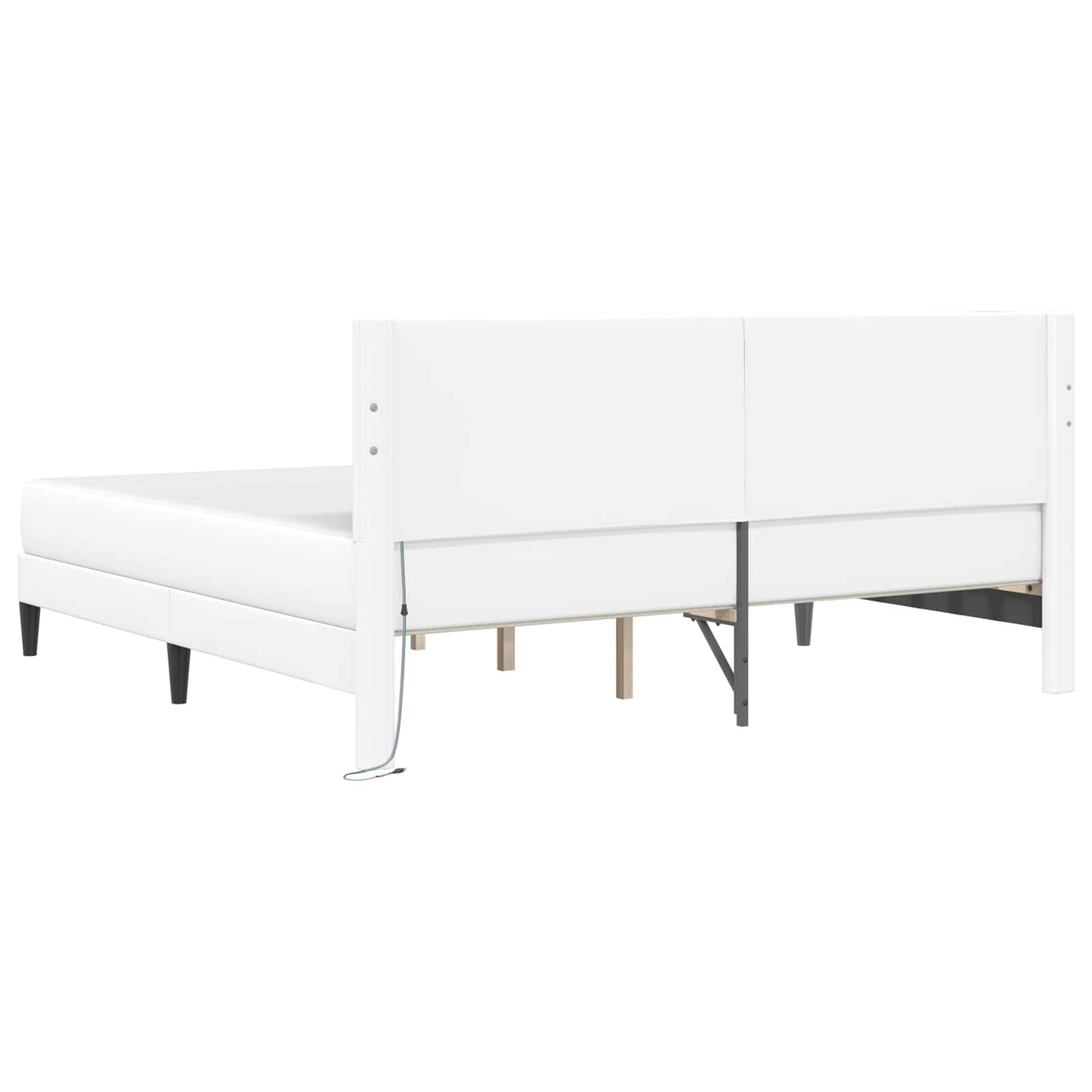 vidaXL Bed Frame with LED Strip Lights White 180 x 200 cm Faux Leather