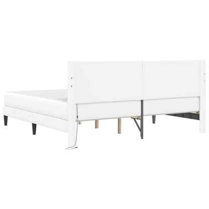 vidaXL Bed Frame with LED Strip Lights White 180 x 200 cm Faux Leather