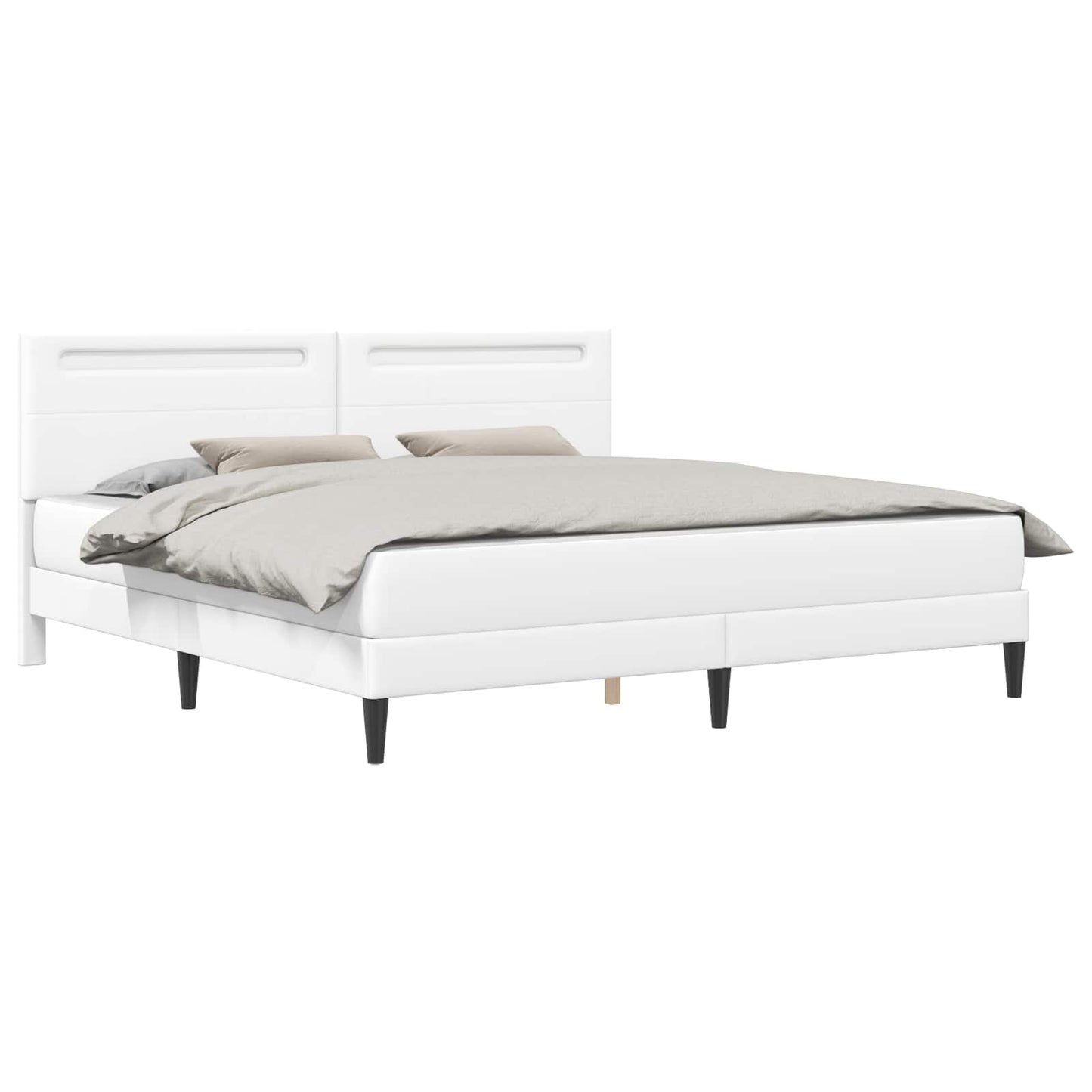 vidaXL Bed Frame with LED Strip Lights White 180 x 200 cm Faux Leather