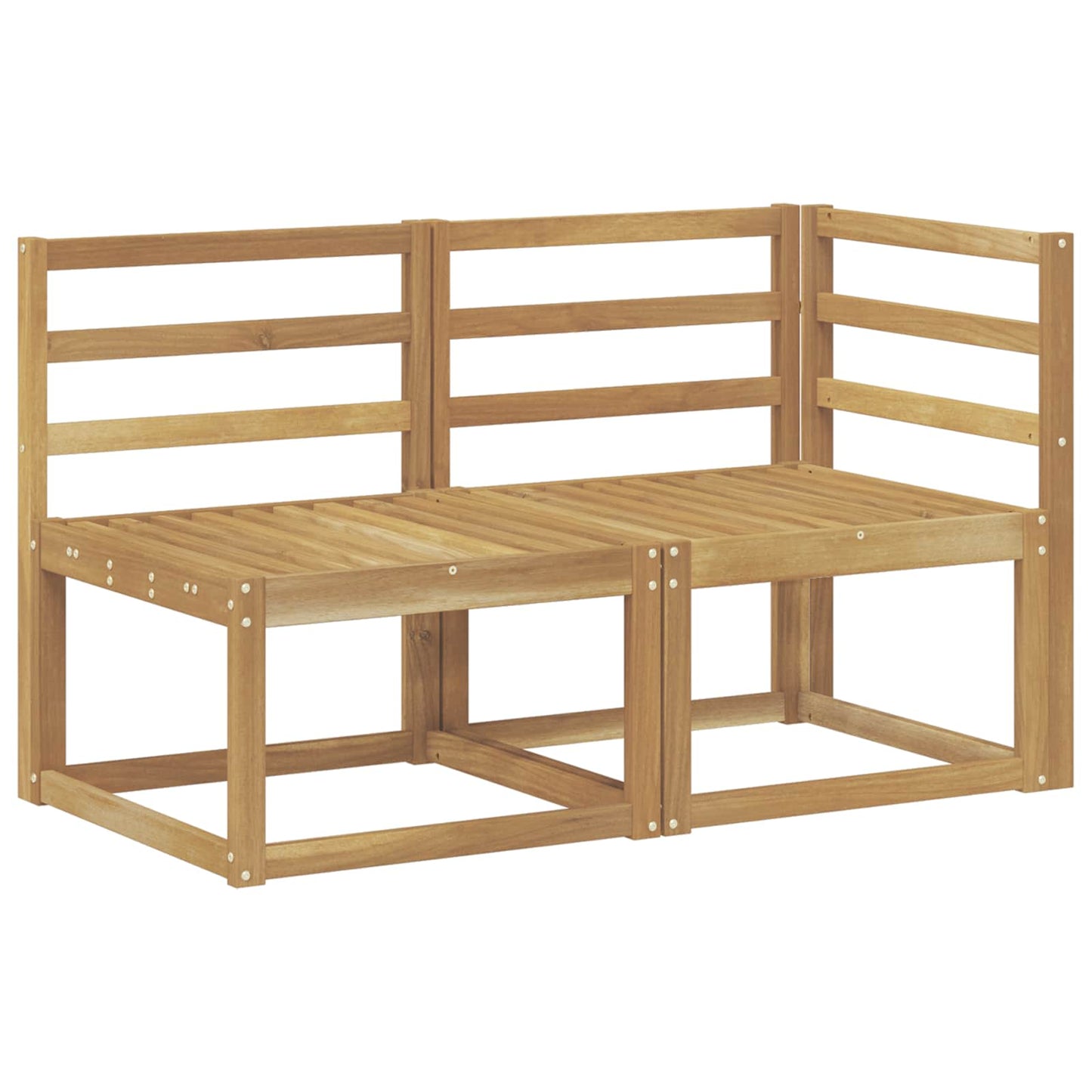 vidaXL Outdoor Middle and Corner Sofa 2 Piece White Solid Acacia Wood