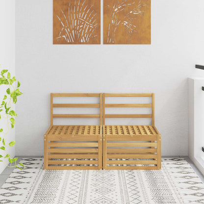 vidaXL 2 Piece Outdoor Middle Sofa Solid Acacia Wood White