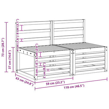 vidaXL 2 Piece Outdoor Middle Sofa Solid Acacia Wood White