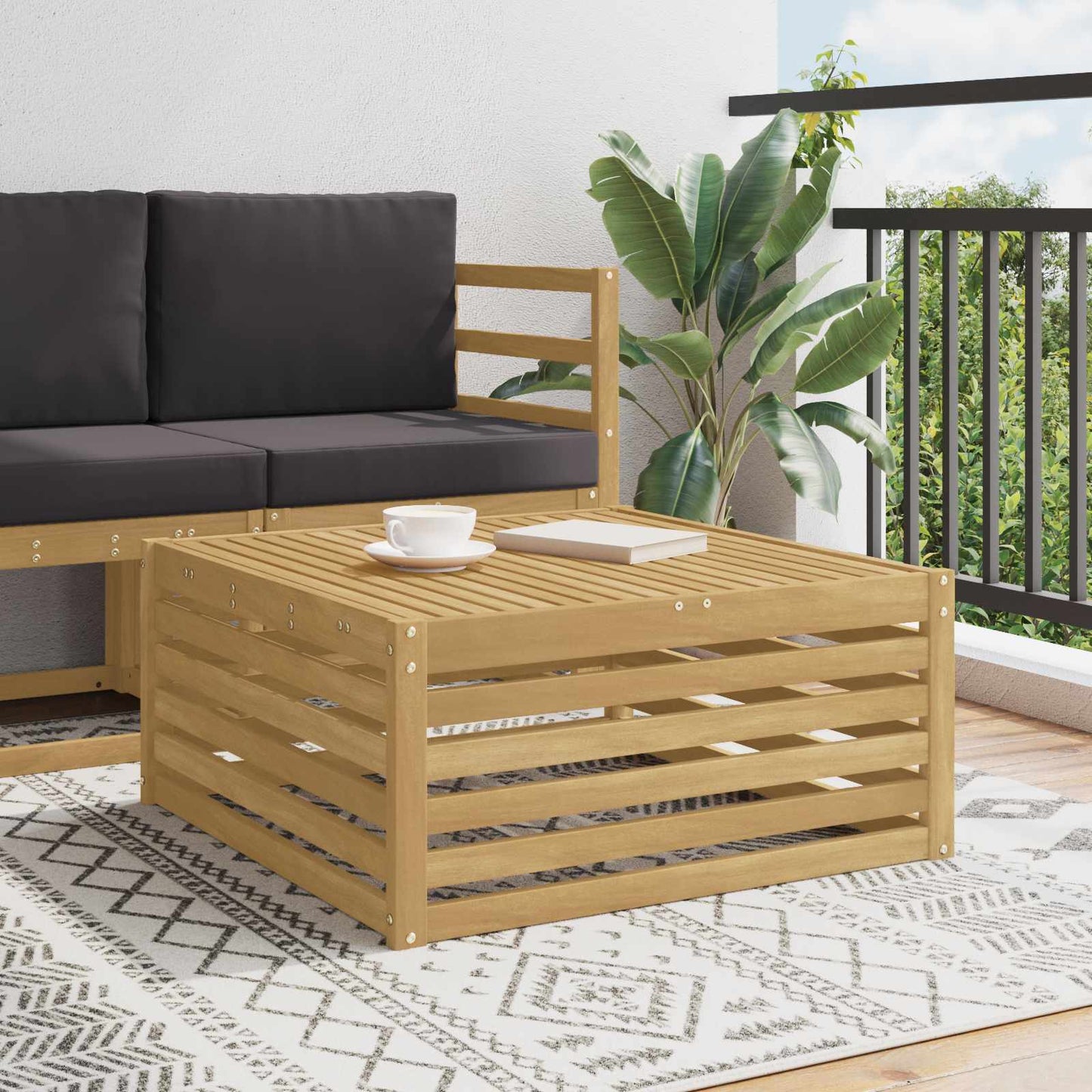 vidaXL Outdoor Table Solid Acacia Wood White 79 x 79 x 37 cm