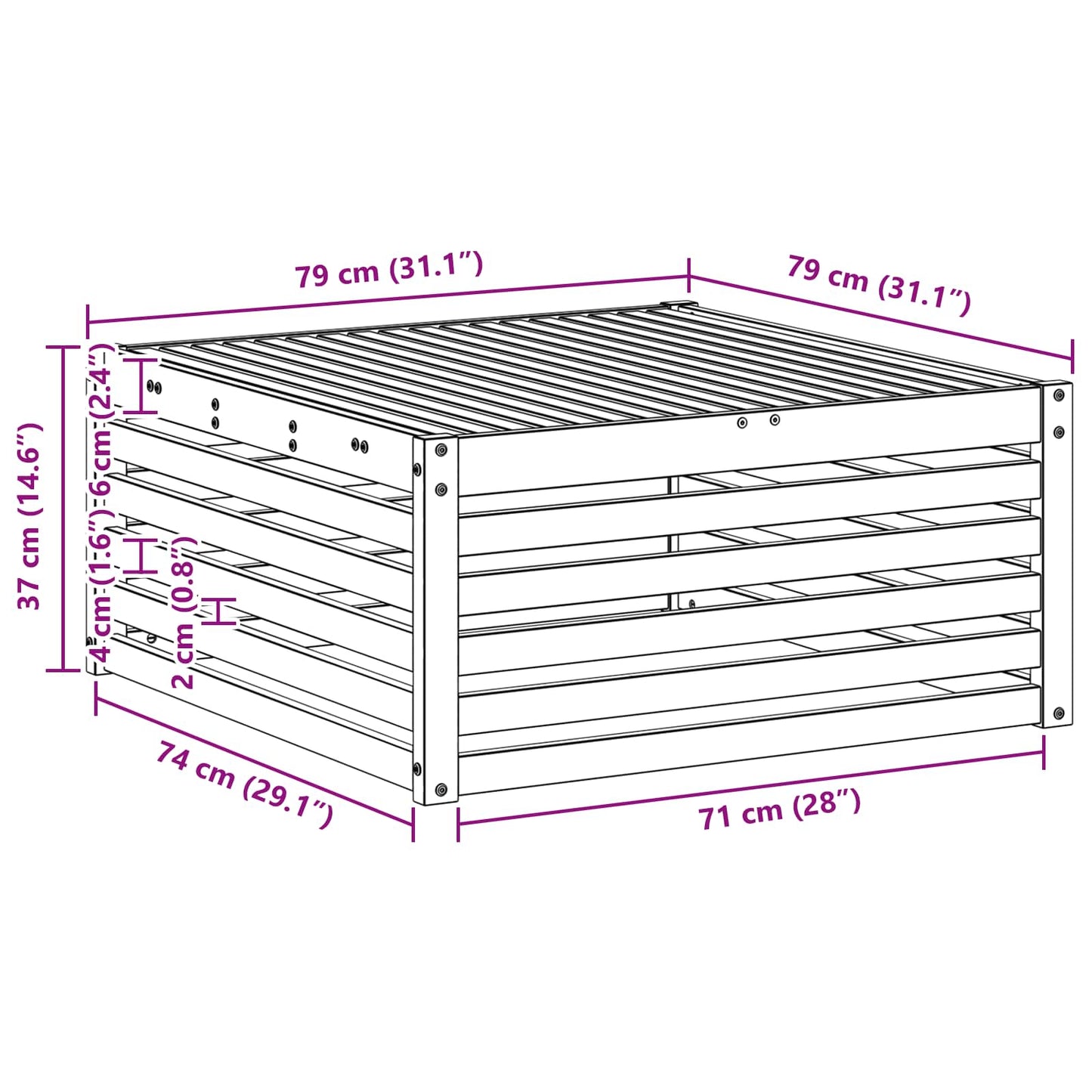 vidaXL Outdoor Table Solid Acacia Wood White 79 x 79 x 37 cm