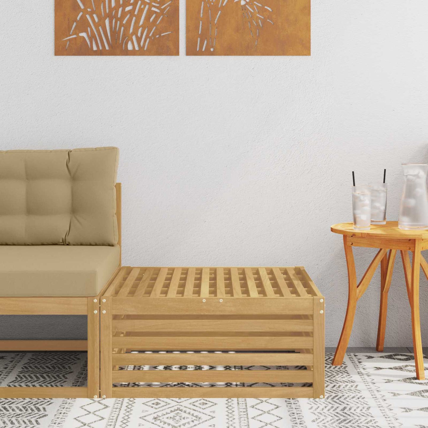 vidaXL Outdoor Footstool Solid Acacia Wood White 79 x 79 x 37 cm