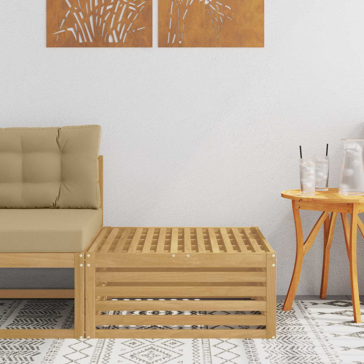 vidaXL Outdoor Footstool Solid Acacia Wood White 79 x 79 x 37 cm