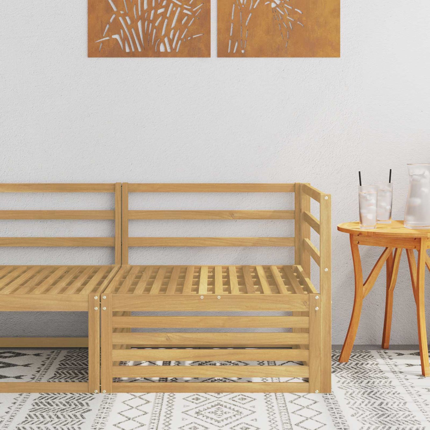 vidaXL Outdoor Corner Sofa Solid Acacia Wood White 83 x 83 x 73 cm