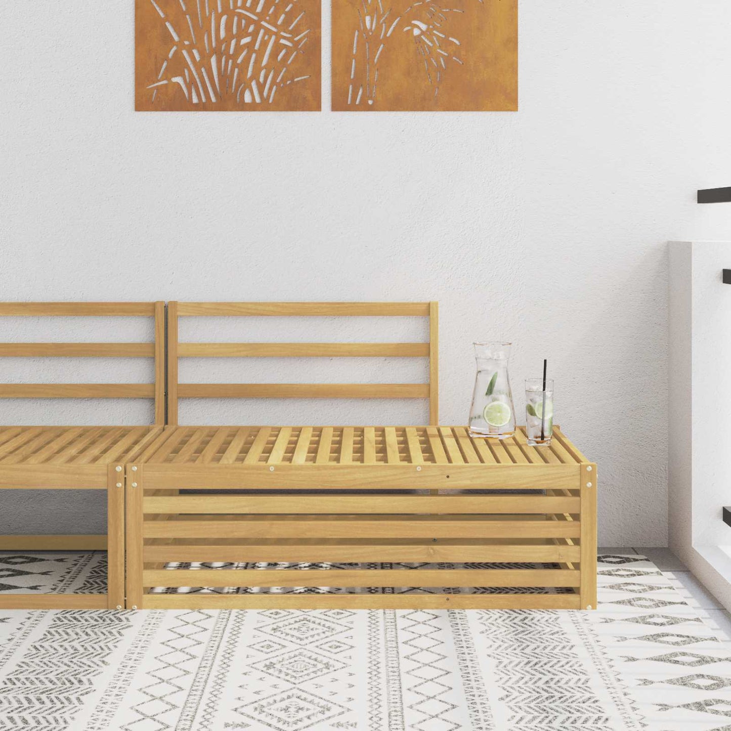 vidaXL Outdoor End sofa White 115 x 83 x 73 cm Solid Acacia Wood