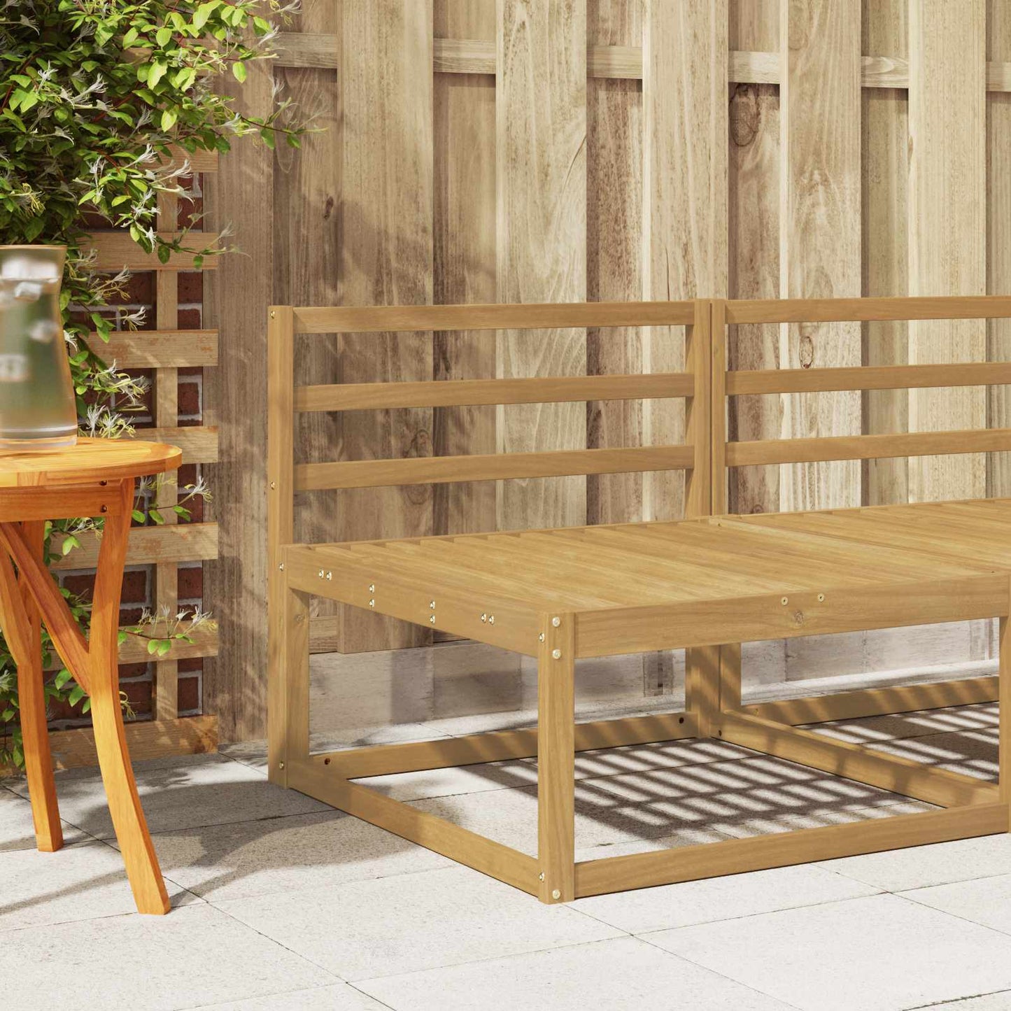 vidaXL Backrest Module White 79 x 4 x 73 cm Solid Acacia Wood