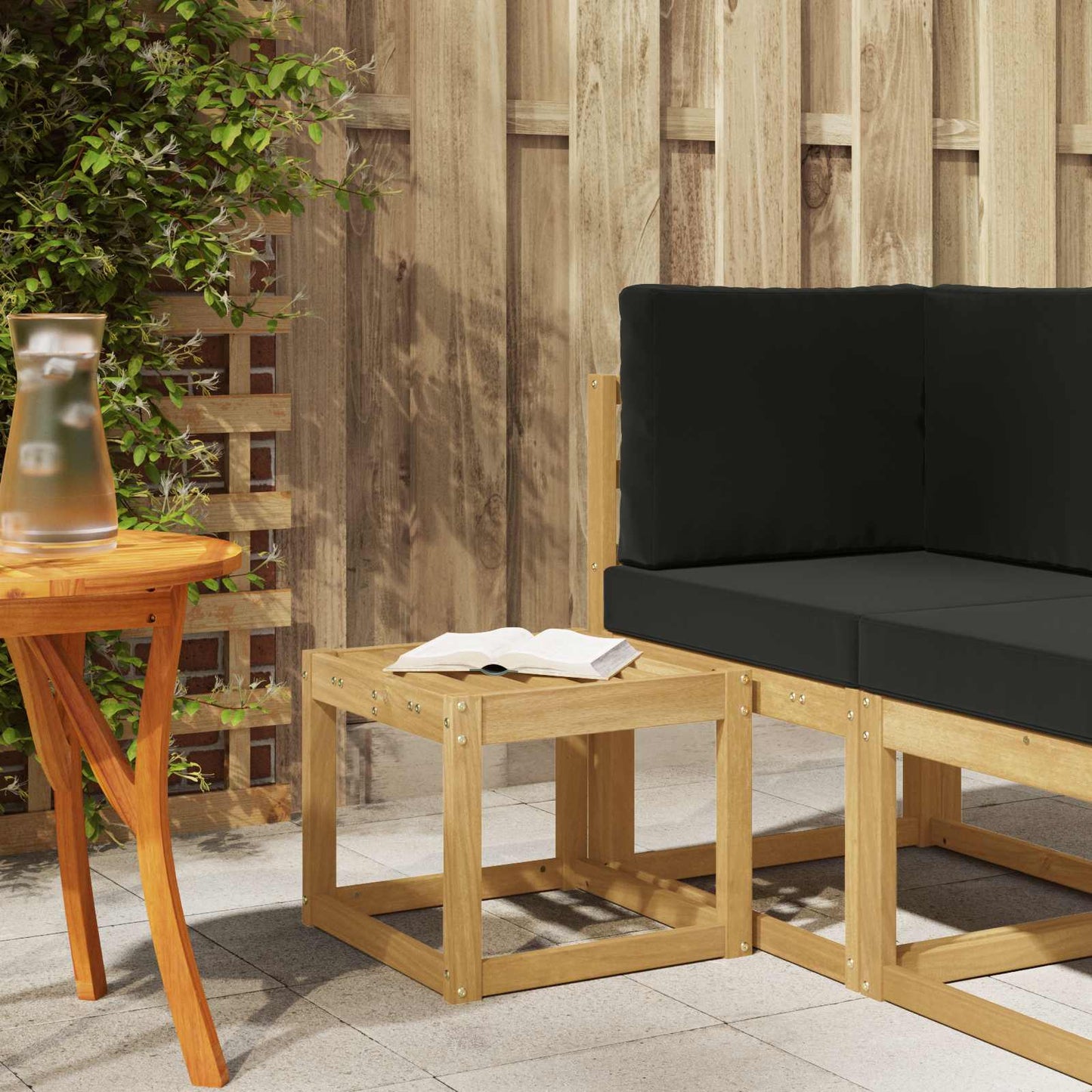 vidaXL Outdoor Stool Bench Solid Acacia Wood White 43 x 43 x 37 cm