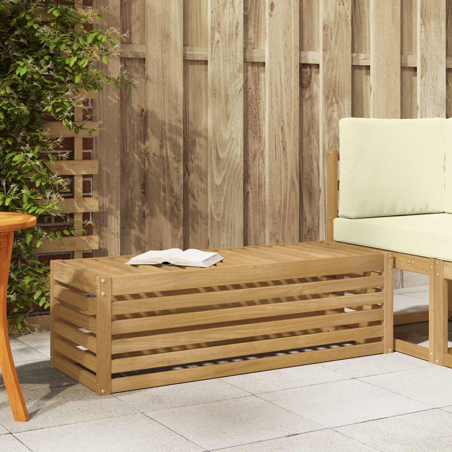 vidaXL Outdoor Stool Bench White 115 x 43 x 37 cm Solid Acacia Wood