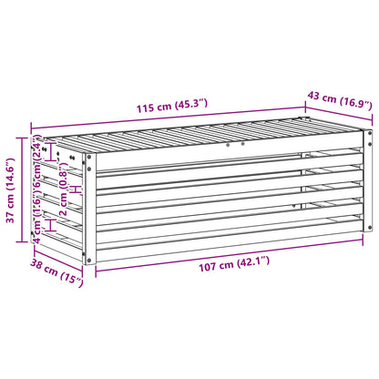 vidaXL Outdoor Stool Bench White 115 x 43 x 37 cm Solid Acacia Wood