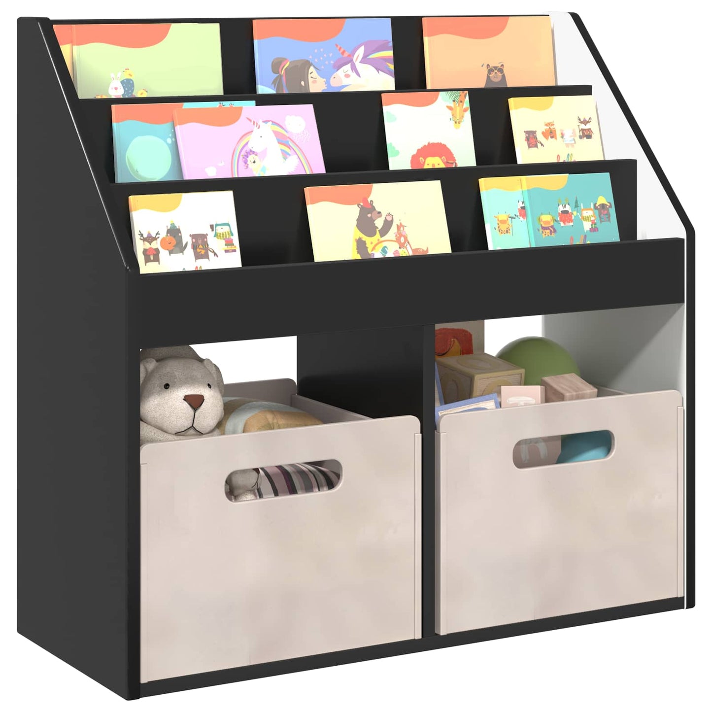 vidaXL Kids Bookshelf Black 72.5 x 29.5 x 69 cm Engineered Wood