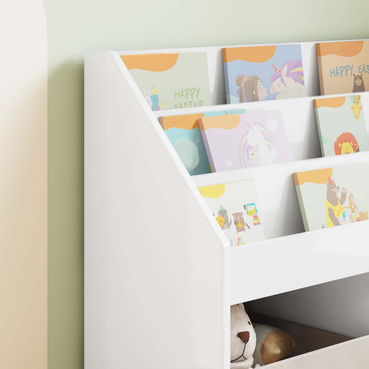 vidaXL Kids Bookshelf High Gloss White 72.5 x 29.5 x 69 cm