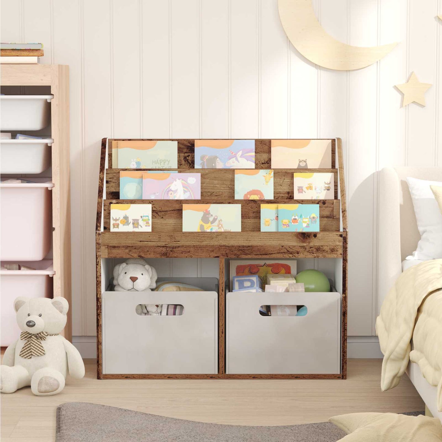 vidaXL Kids Bookshelf Old Wood 72.5 x 29.5 x 69 cm Engineered Wood