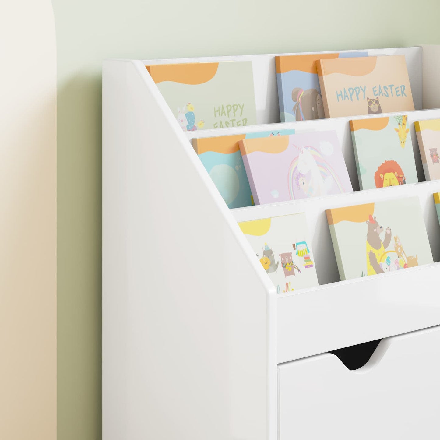 vidaXL Kids Bookshelf with Drawer High Gloss White 60 x 29.5 x 69 cm