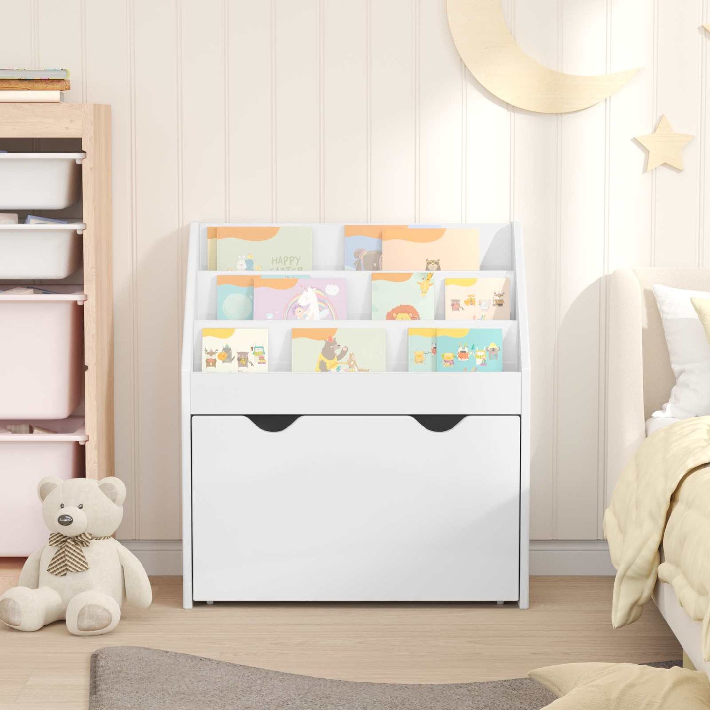 vidaXL Kids Bookshelf with Drawer High Gloss White 60 x 29.5 x 69 cm