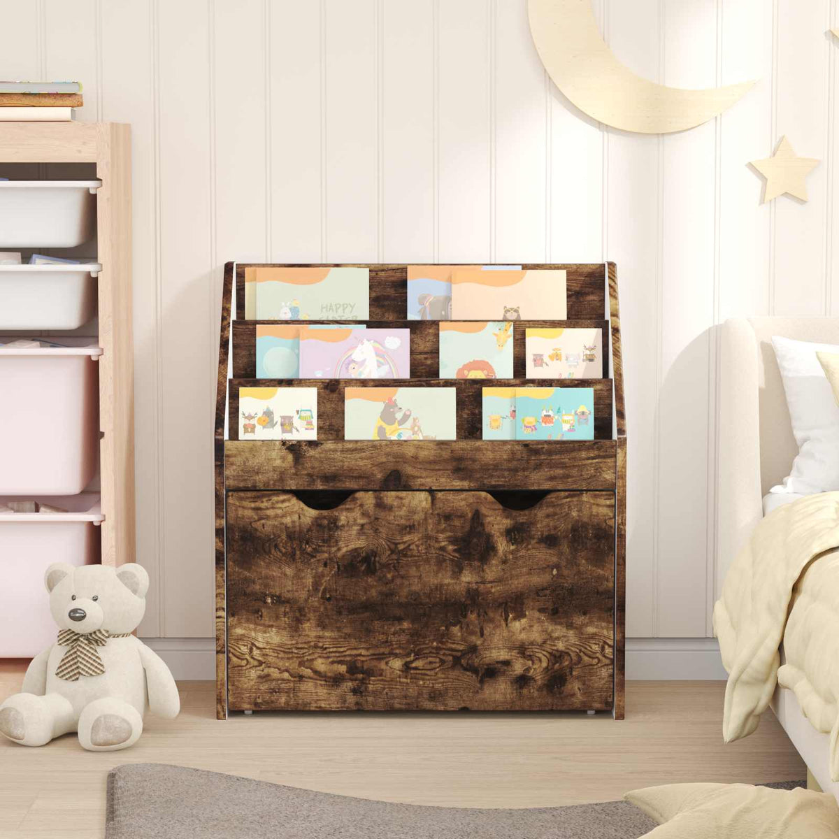 vidaXL Kids Bookshelf Smoked Oak 60 x 29.5 x 69 cm Engineered Wood