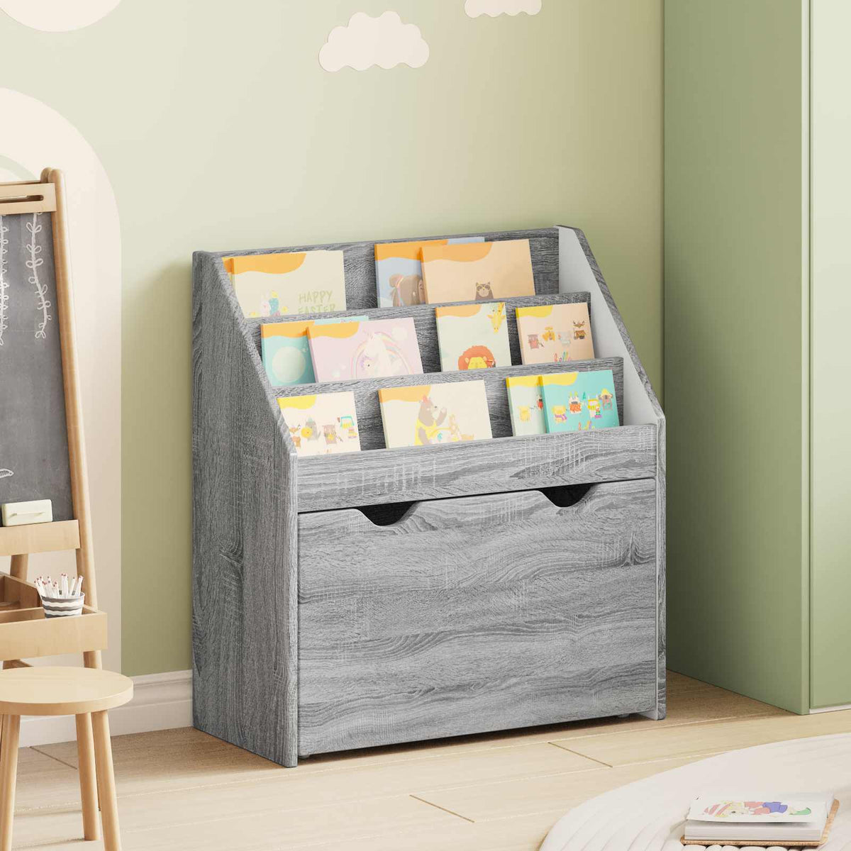 vidaXL Kids Bookshelf Grey Sonoma 60 x 29.5 x 69 cm Engineered Wood