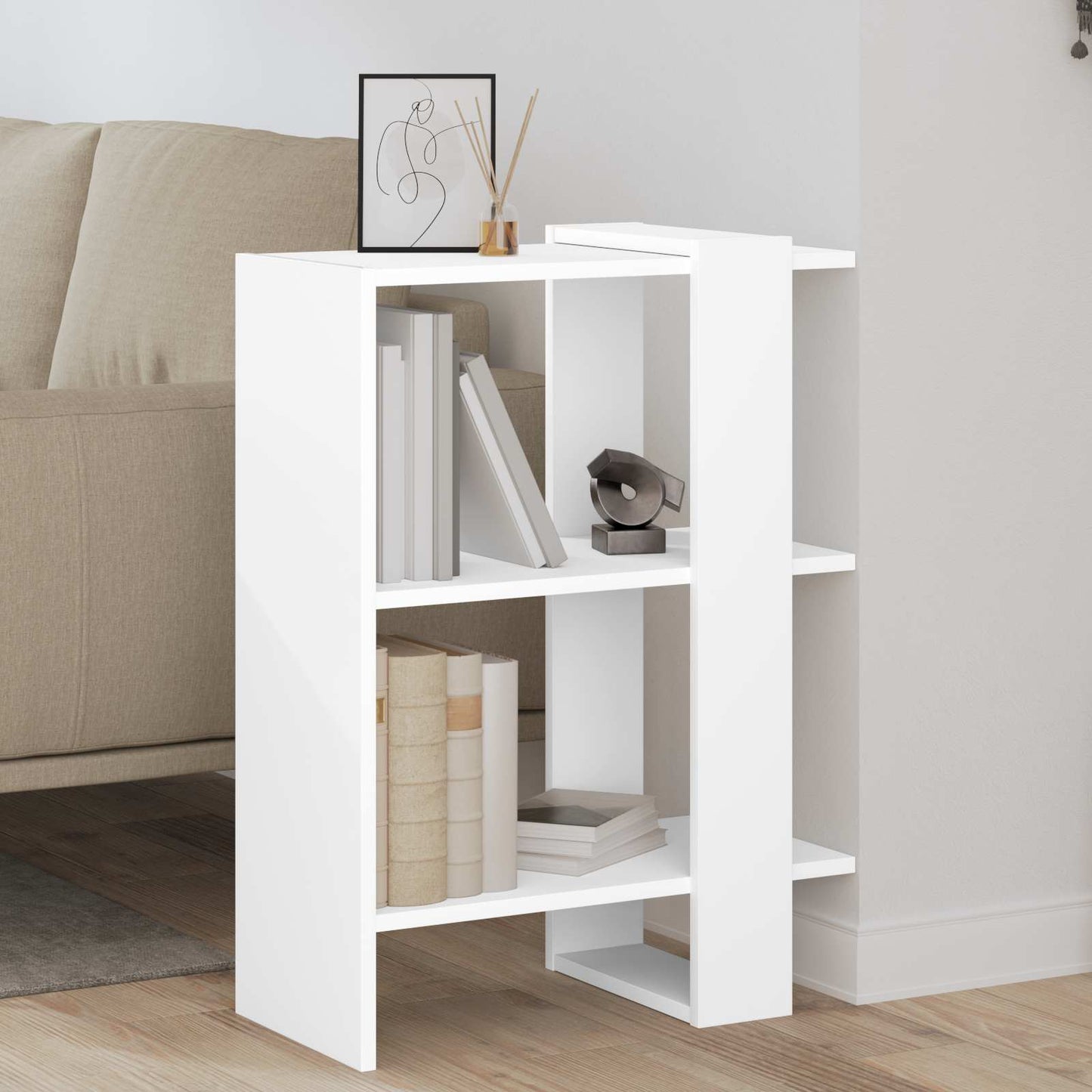 vidaXL Bookshelf 2-Tier 52 x 25 x 71.5 cm Engineered Wood White