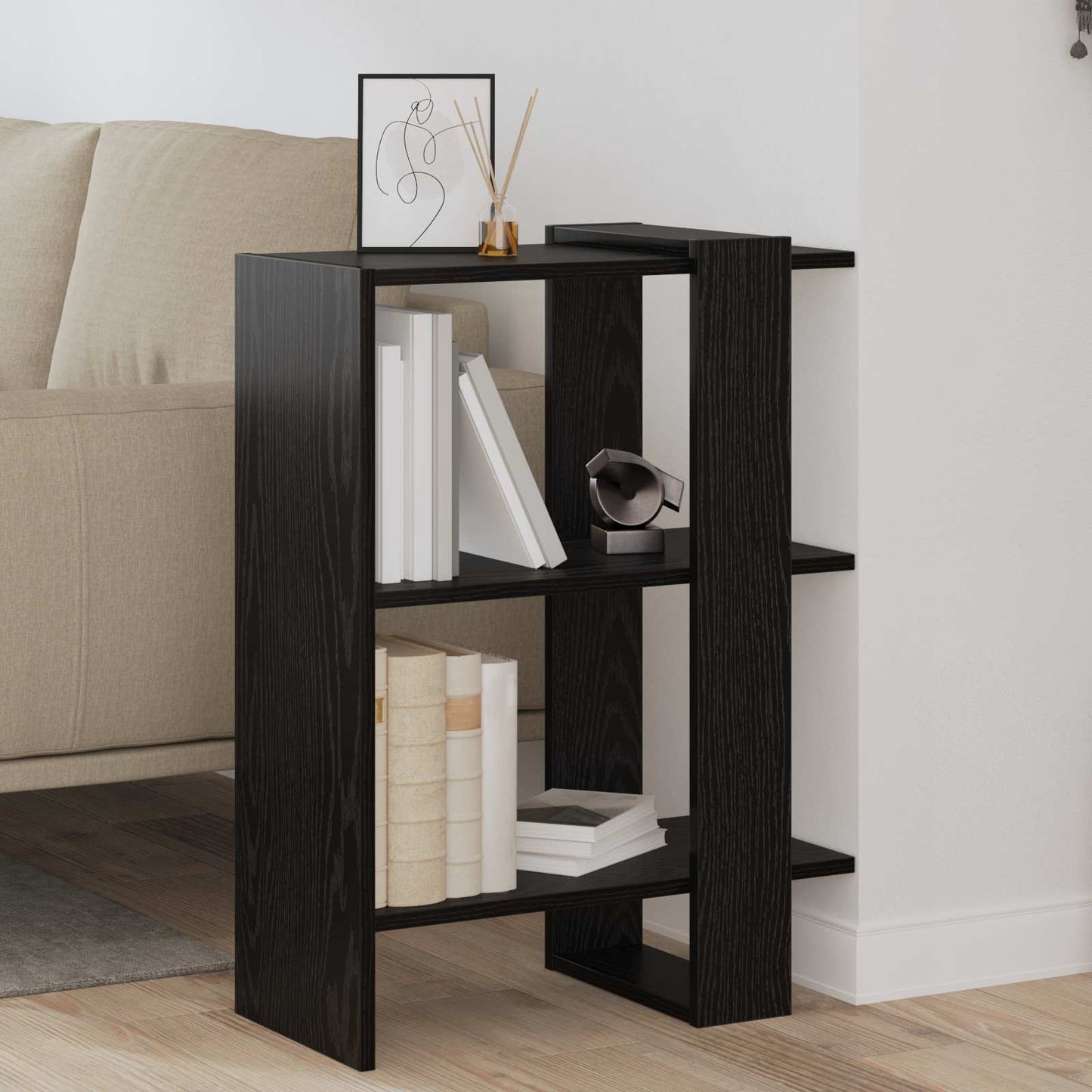 vidaXL Bookshelf 2-Tier 52 x 25 x 71.5 cm Engineered Wood Black Oak