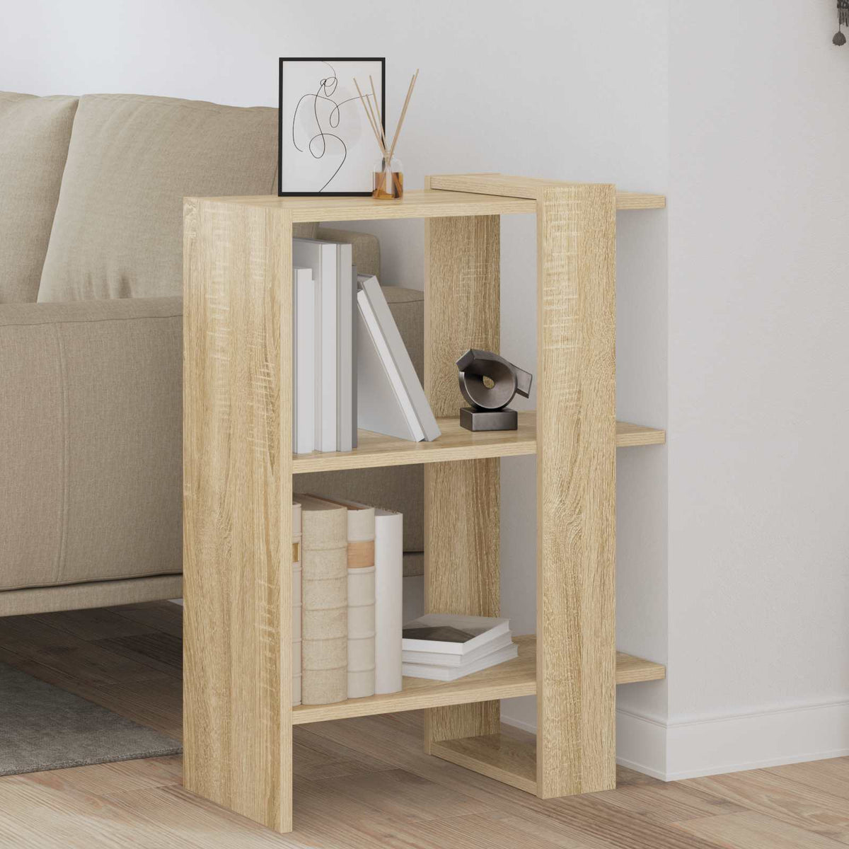 vidaXL Bookshelf 2-Tier 52 x 25 x 71.5 cm Engineered Wood Sonoma Oak