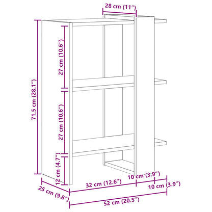 vidaXL Bookshelf Sonoma Oak 52 x 25 x 71.5 cm Engineered Wood