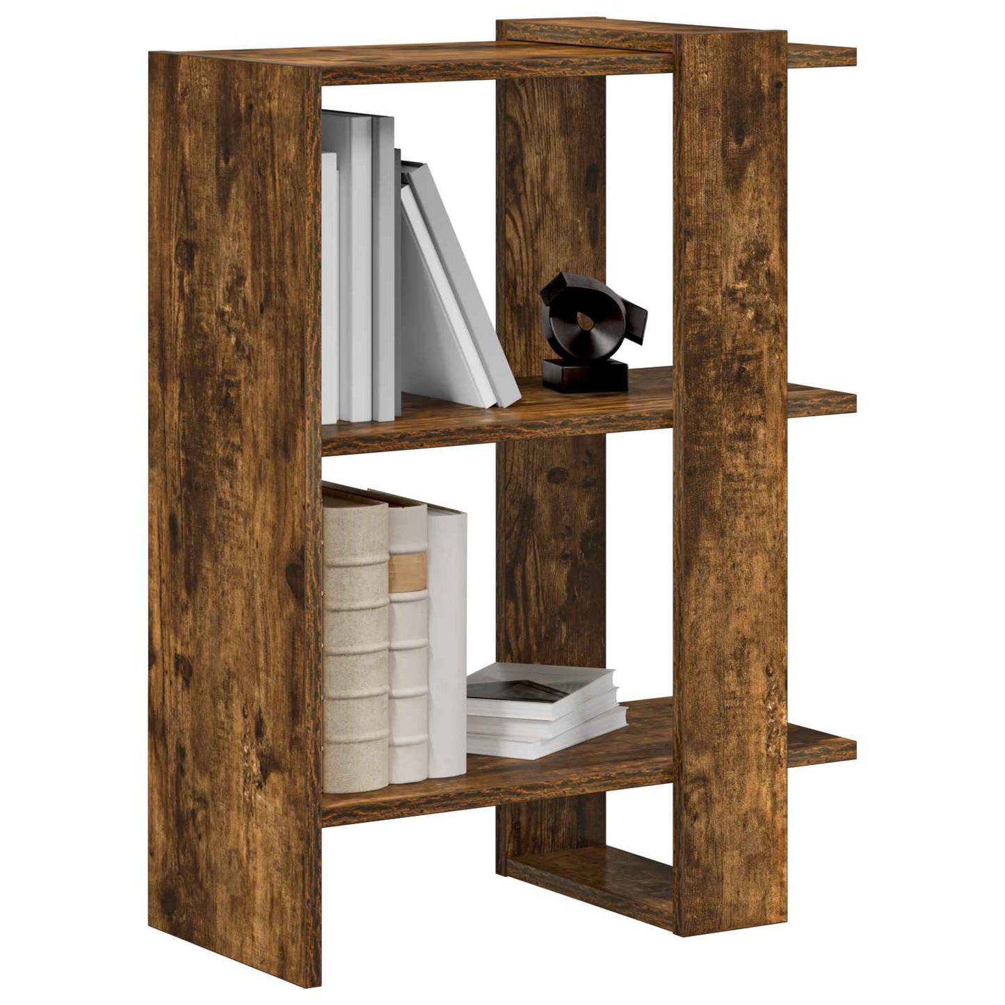 vidaXL Bookshelf 2-Tier 52 x 25 x 71.5 cm Engineered Wood Smoked Oak