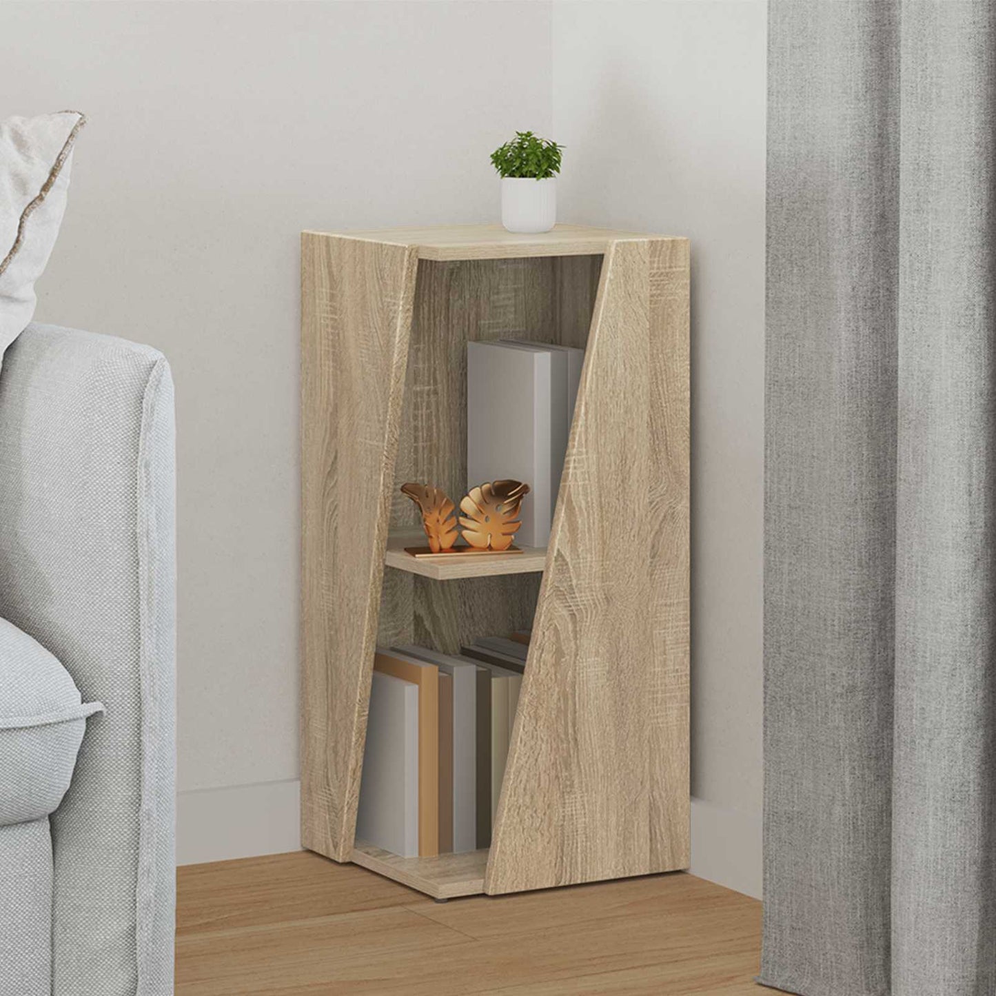 vidaXL Side Shelf 33 x 32 x 70.5 cm Engineered Wood Sonoma Oak