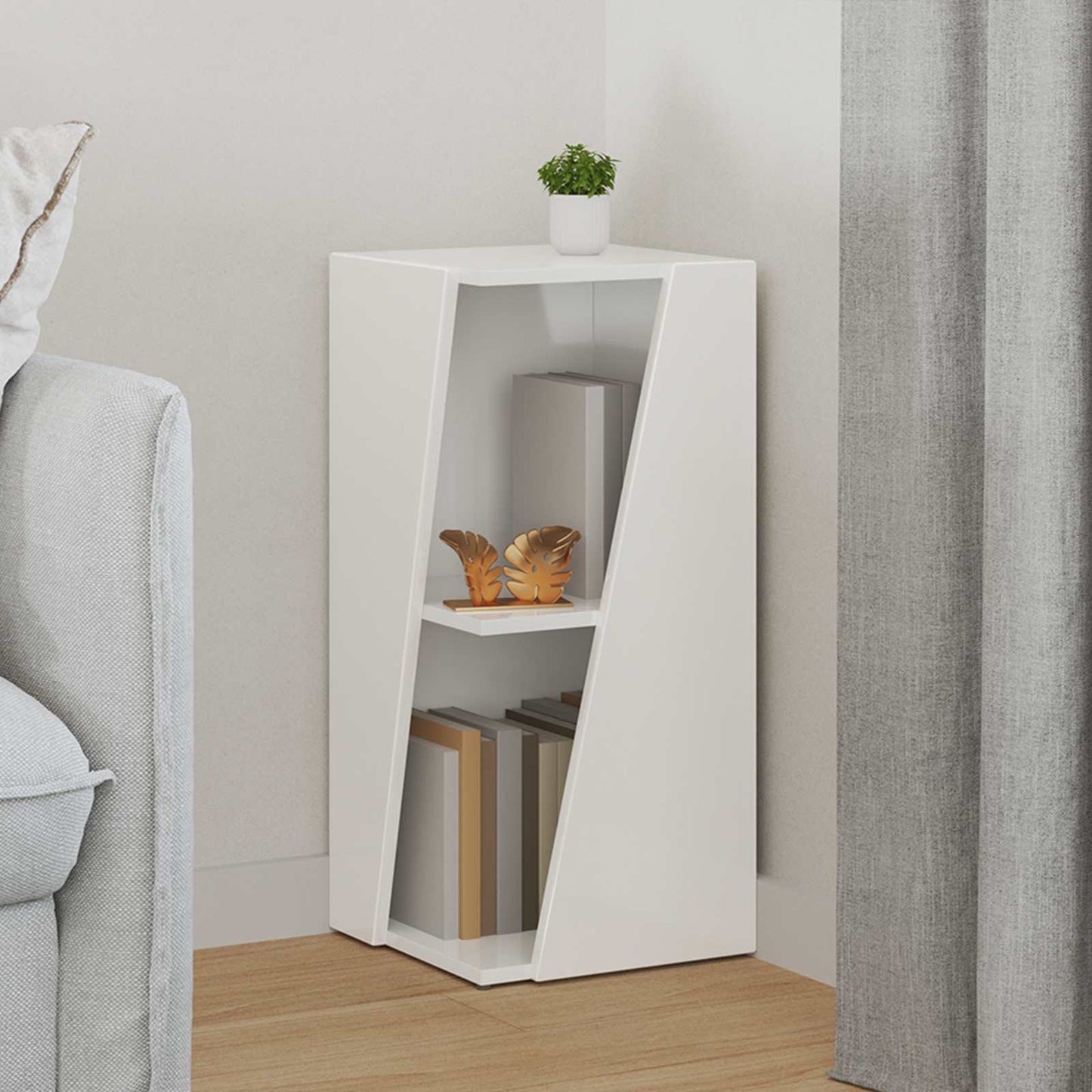 vidaXL Side Shelf High Gloss White 33 x 32 x 70.5 cm Engineered Wood