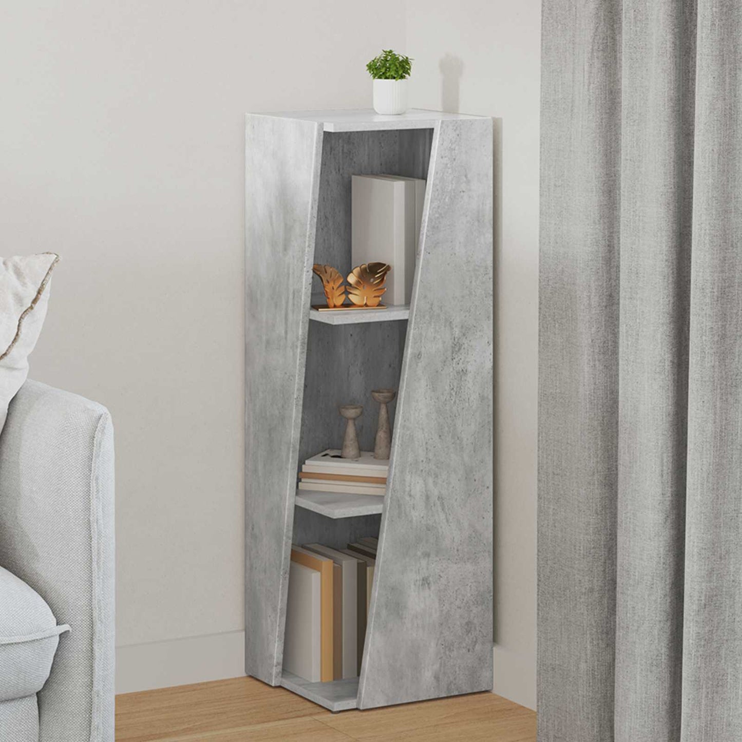 vidaXL Side Shelf Concrete Grey 33 x 32 x 100.5 cm Engineered Wood