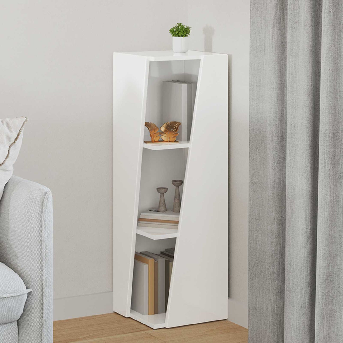 vidaXL Side Shelf High Gloss White 33 x 32 x 100.5 cm Engineered Wood