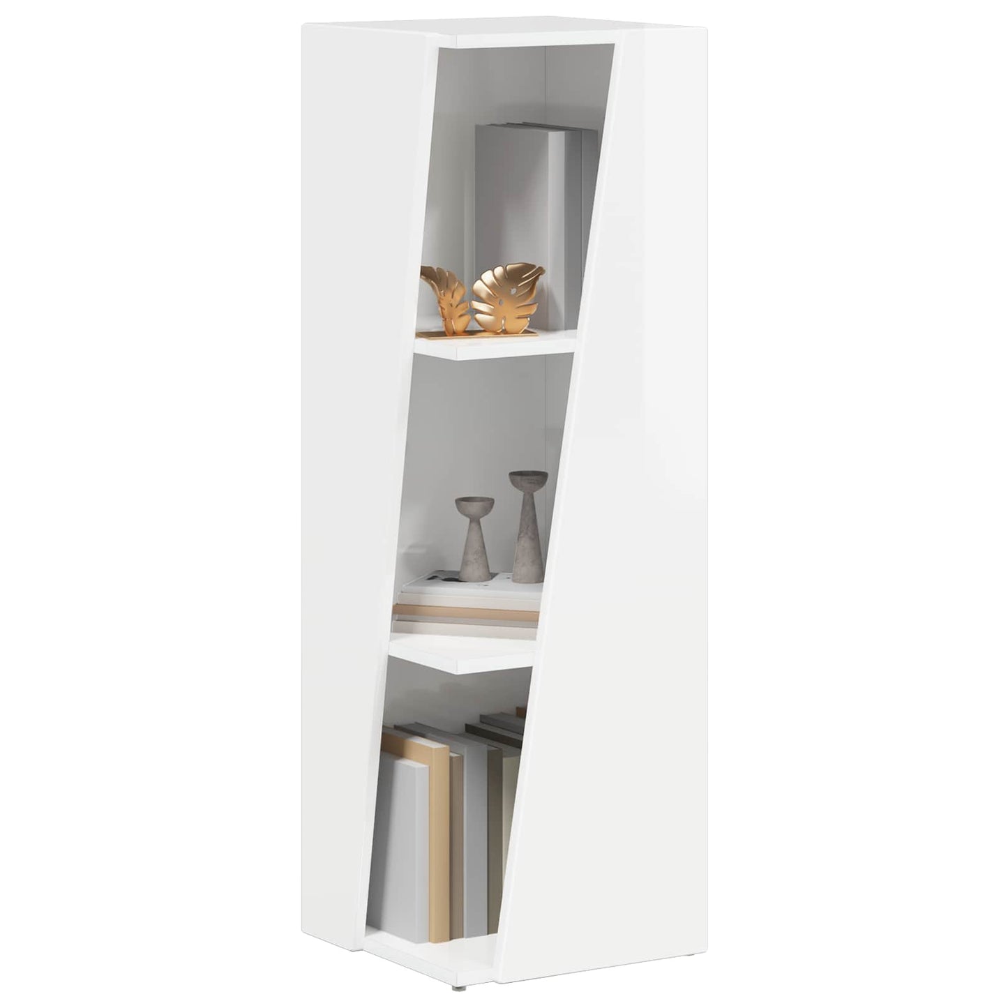 vidaXL Side Shelf High Gloss White 33 x 32 x 100.5 cm Engineered Wood