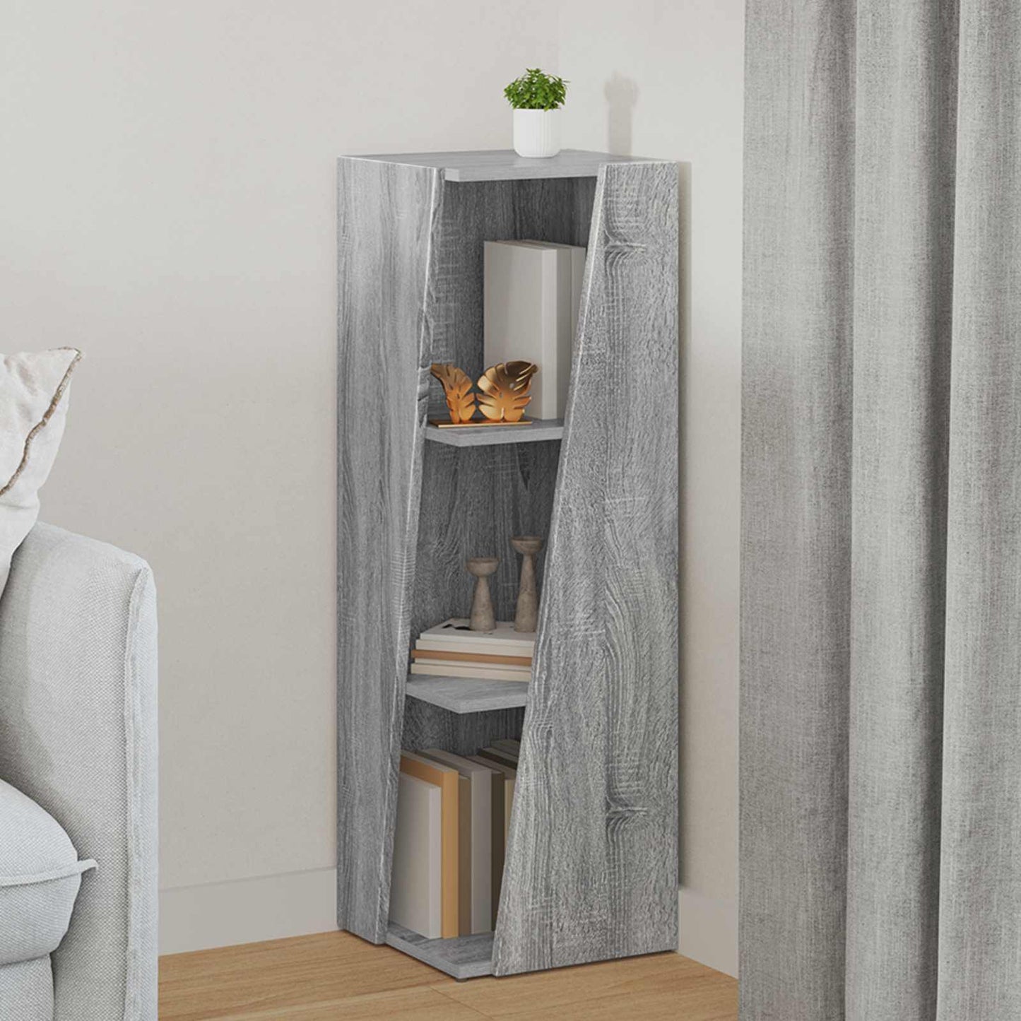 vidaXL Side Shelf 33 x 32 x 100.5 cm Engineered Wood Grey Sonoma