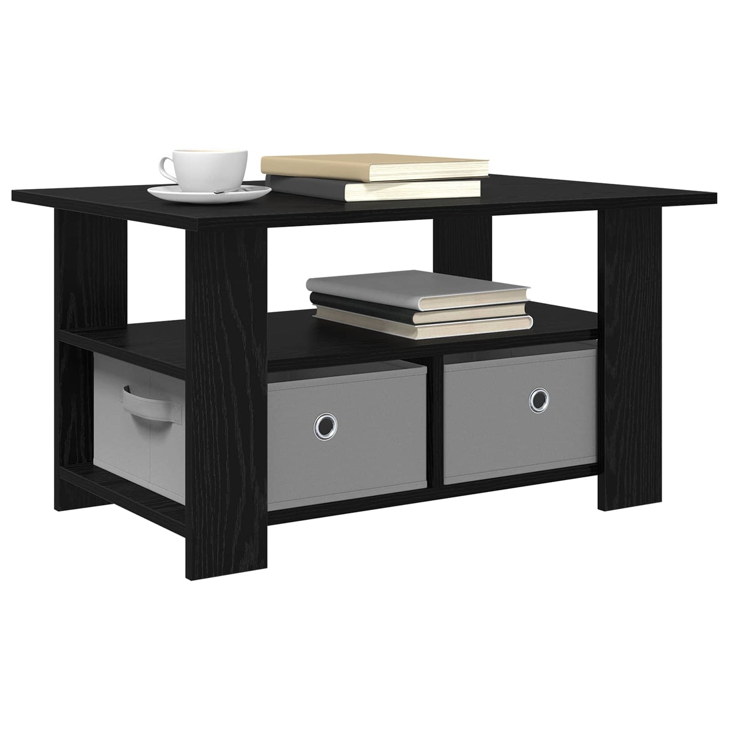 vidaXL Coffee Table Black Oak 77 x 55 x 42 cm Engineered Wood
