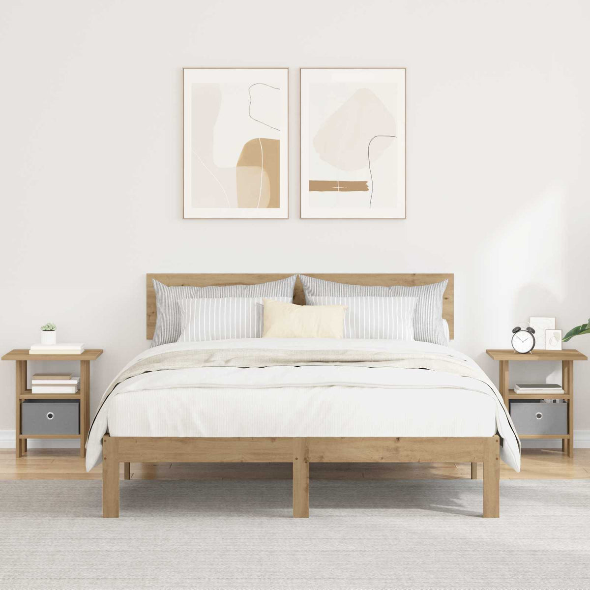 vidaXL Bedside Table 2 pcs Artisan Oak 41 x 40 x 45 cm Engineered Wood