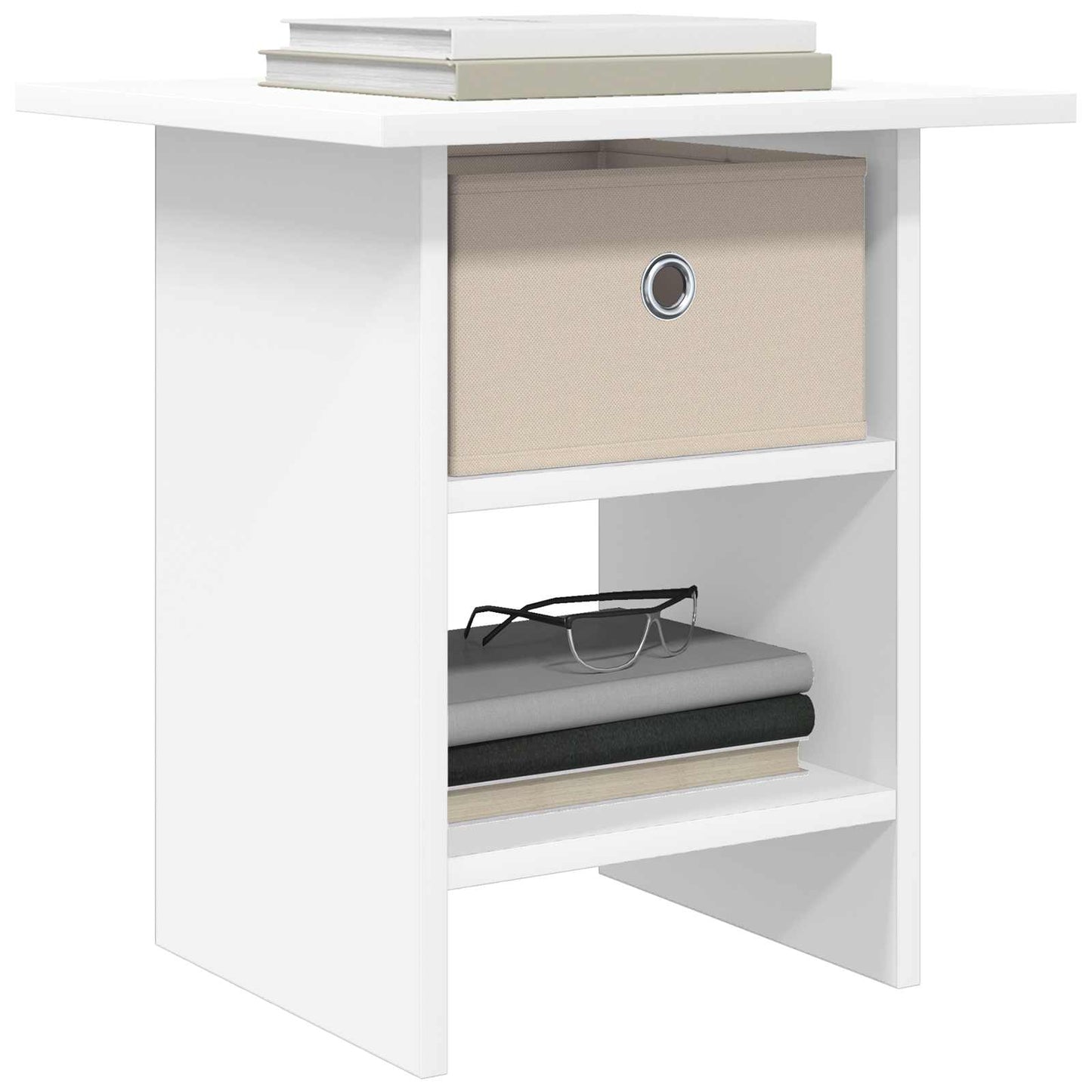 vidaXL Bedside Table with Drawer White 41 x 40 x 45 cm Engineered Wood