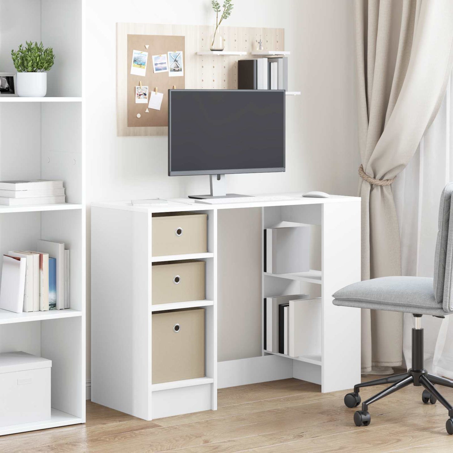 vidaXL Desk with Drawer White 100 x 40 x 75 cm Engineered Wood