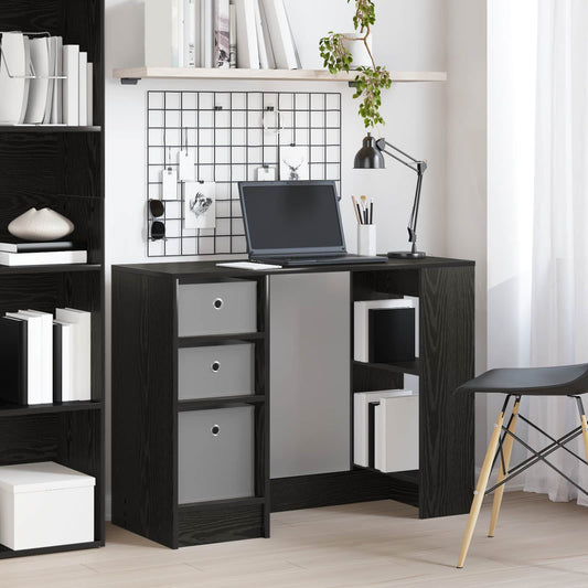 vidaXL Desk with Drawer Black Oak 100 x 40 x 75 cm Engineered Wood
